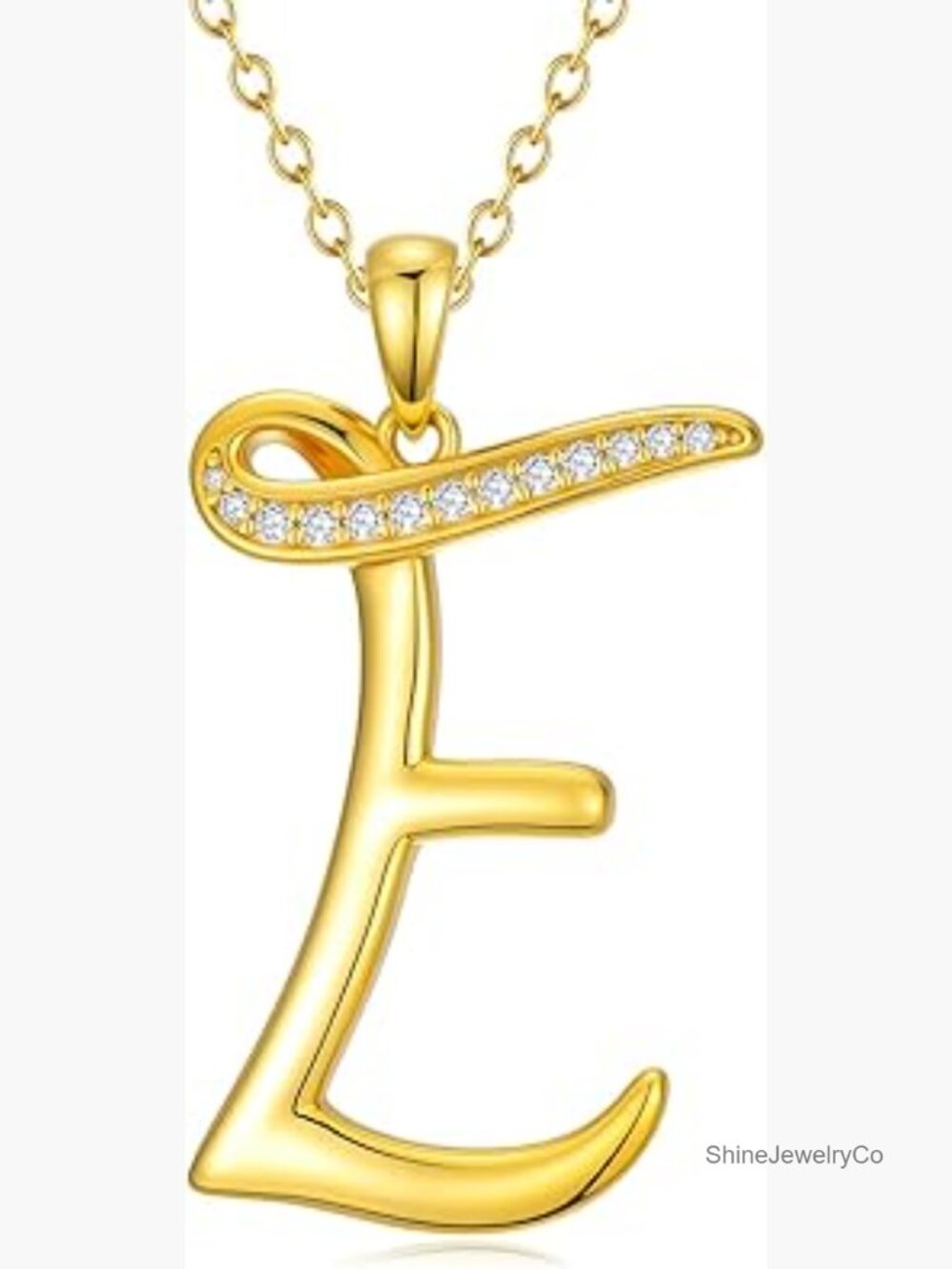 18K Gold Initial Letter Pendant Necklace for Women